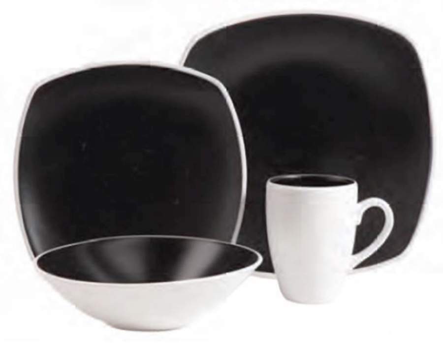 Novastone Black Square Dinner Plate by Gibson Designs-1