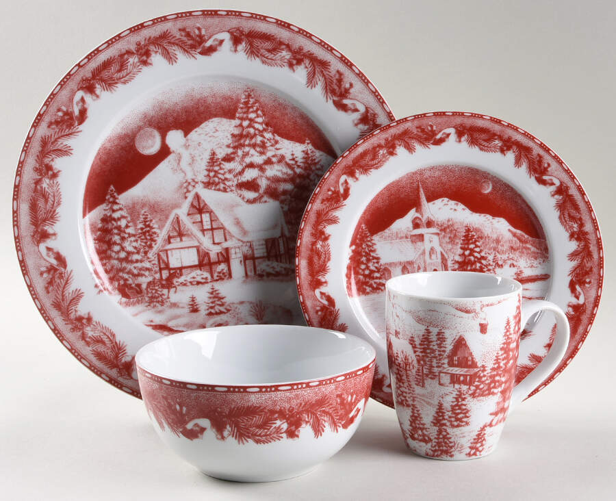 Winter Cottage (Winter Village) 32 Piece Estate Set by Gibson Designs-1