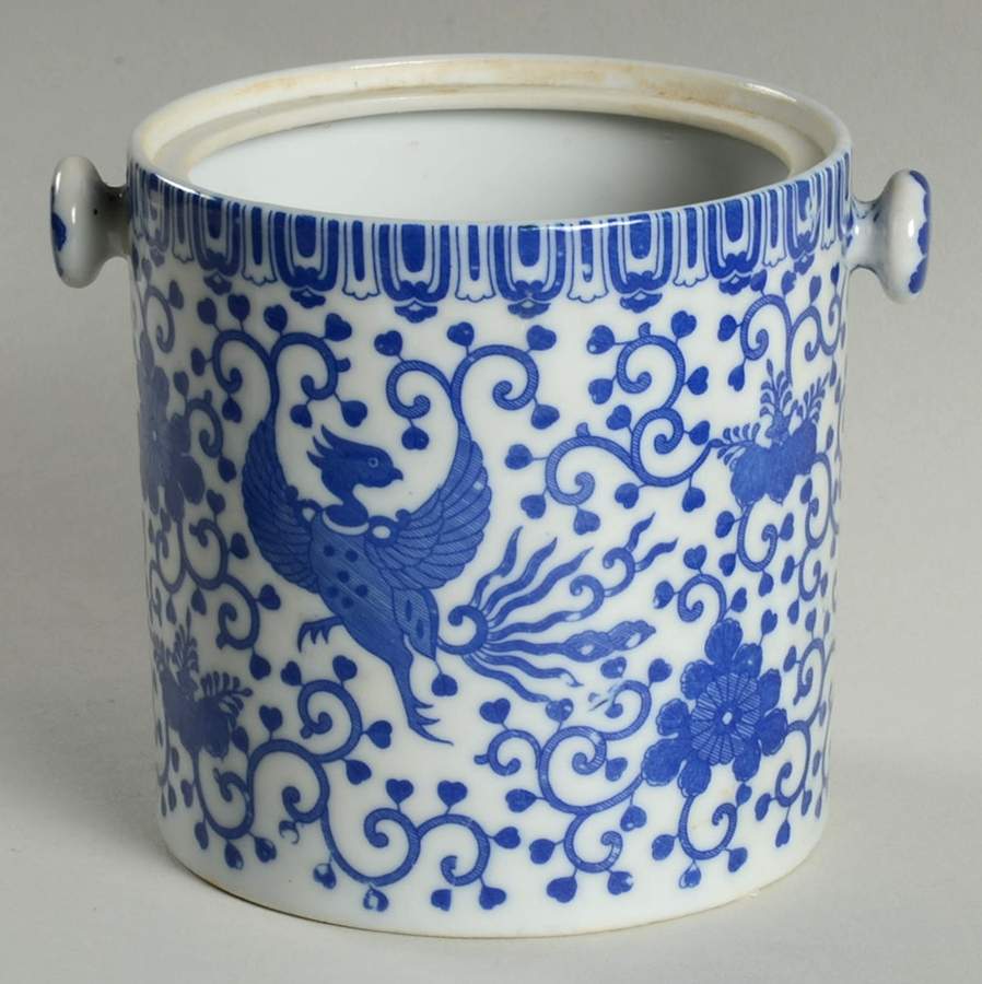 Phoenix Bird 4" Storage Jar No Lid by Green China (Japan)-1