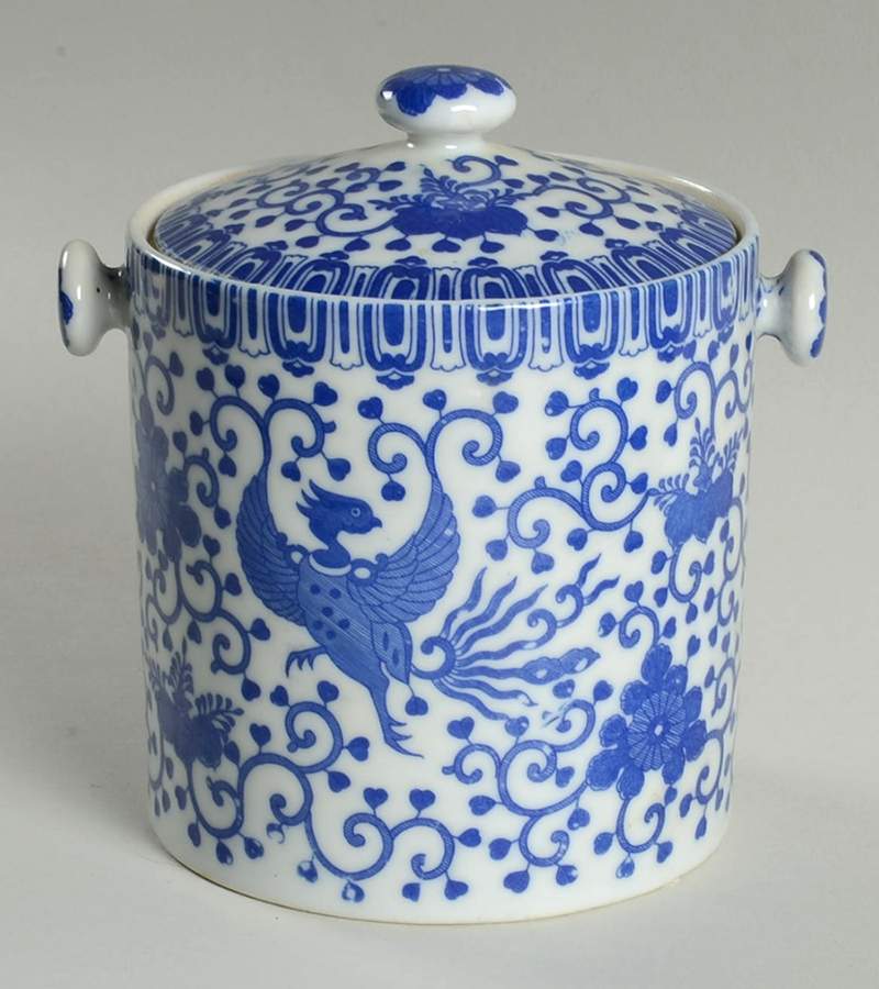 Phoenix Bird 4" Storage Jar & Lid by Green China (Japan)-1