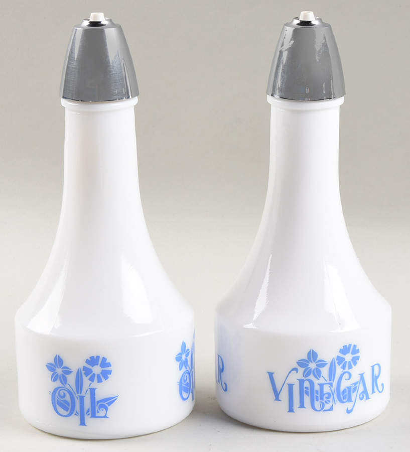 Delft Flower Oil and Vinegar Shakers with Plastic Lids by Gemco-1