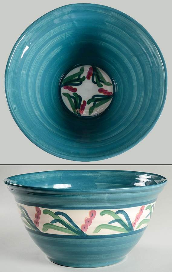 Teal Juniper 11" Mixing Bowl by Gail Pittman-1
