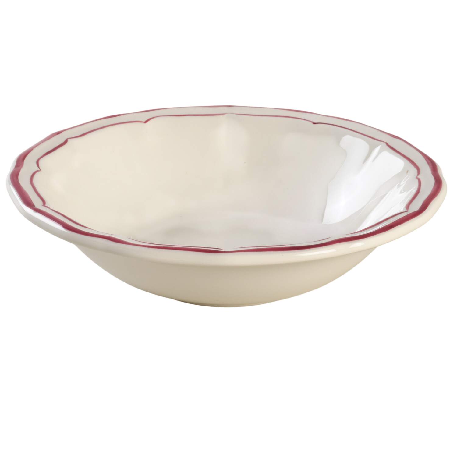Filets Rose (Raspberry) Coupe Cereal Bowl by Faiencerie De Gien-1