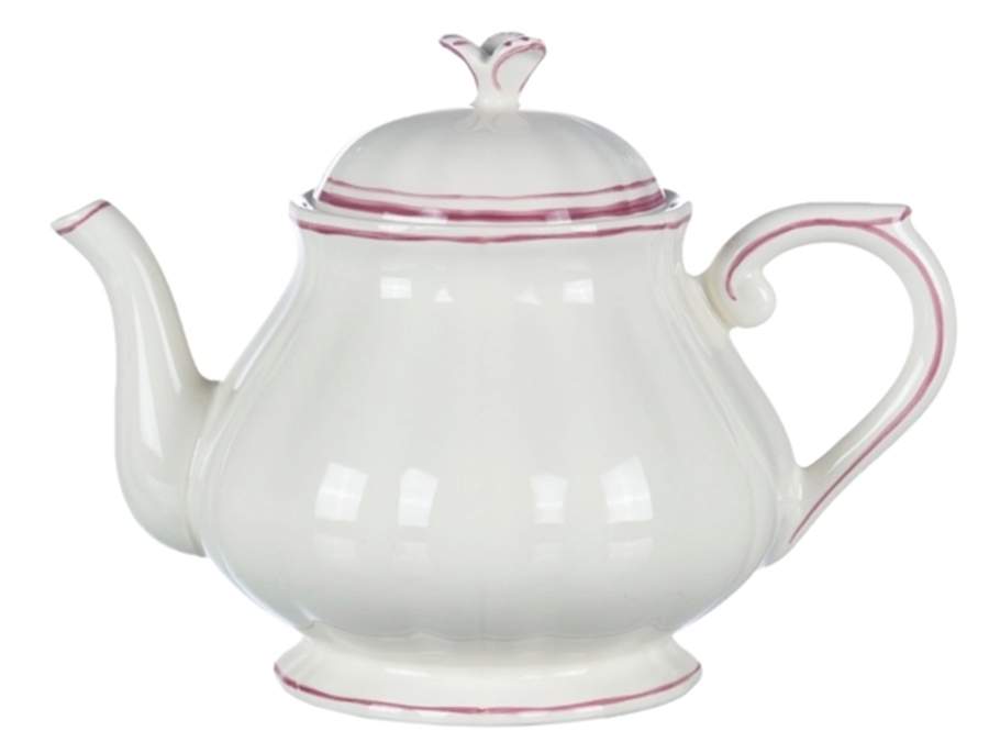 Filets Rose (Raspberry) Teapot & Lid by Faiencerie De Gien-1