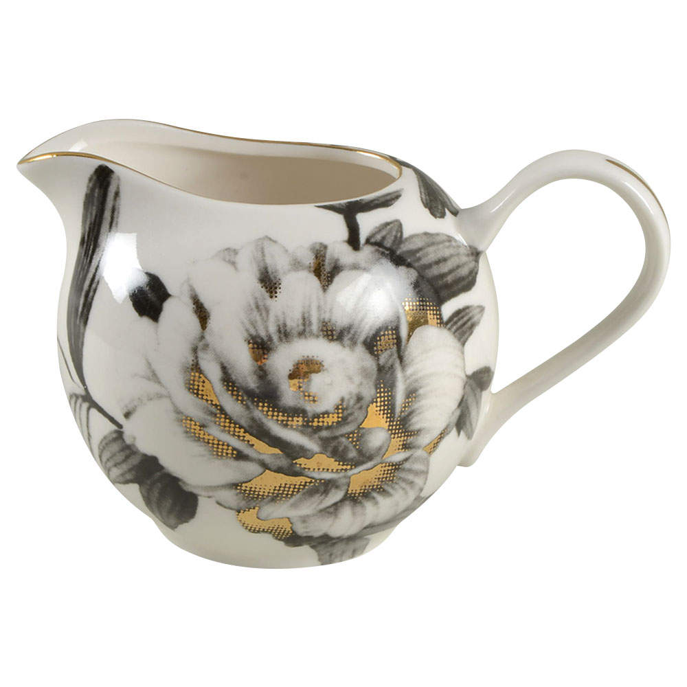 Peony Black and Gold Creamer by Grace's Teaware-1