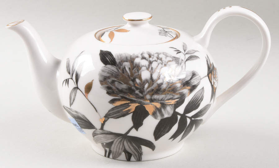 Peony Black and Gold Small Teapot & Lid by Grace's Teaware-1