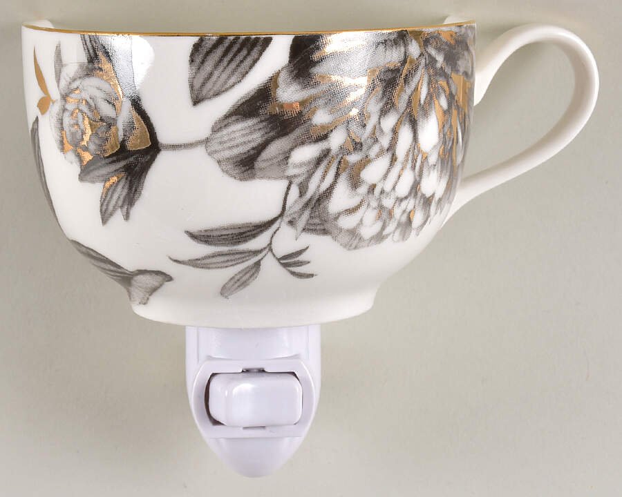 Peony Black and Gold 1 5/8" + cup (H) Night Light/Cup HC by Grace's Teaware-1
