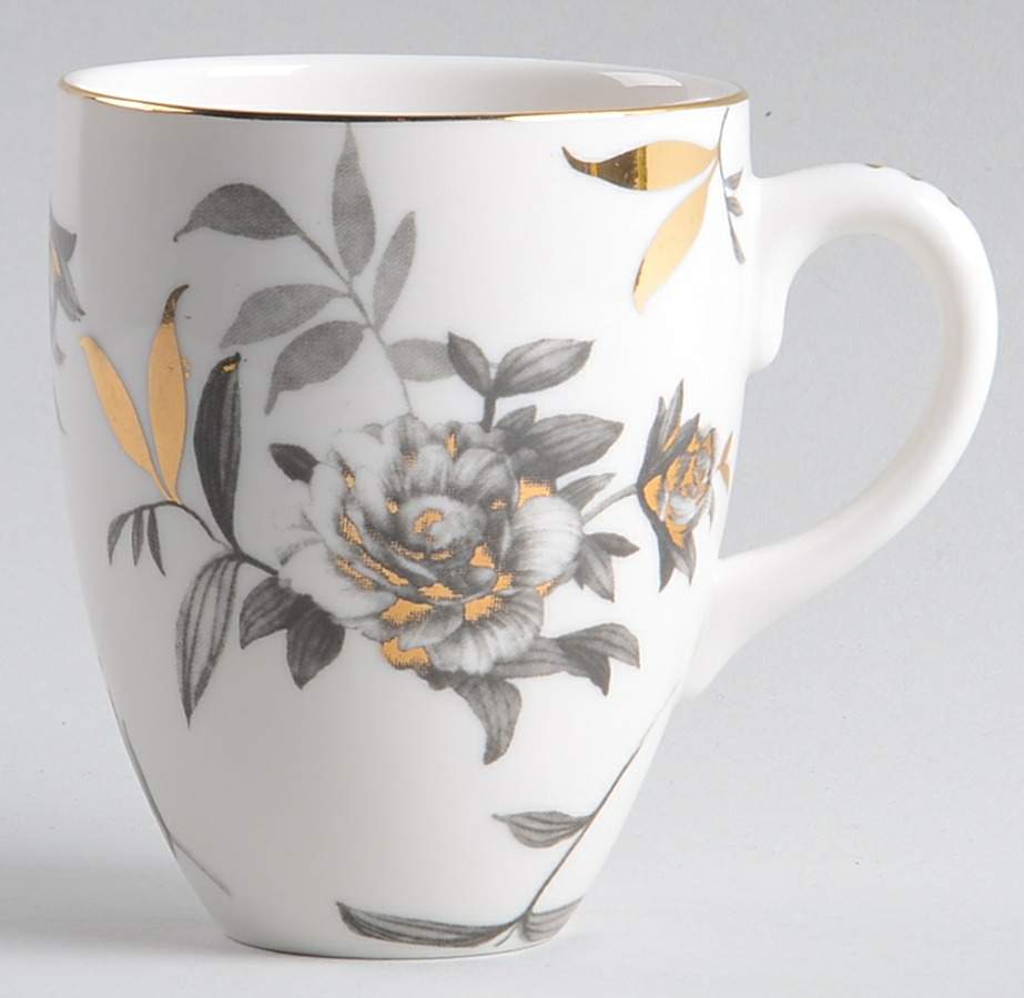 Peony Black and Gold Mug by Grace's Teaware-1