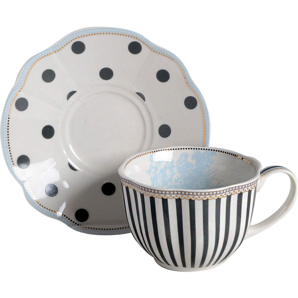 Scallop Navy Flat Cup & Saucer Set by Grace's Teaware-1