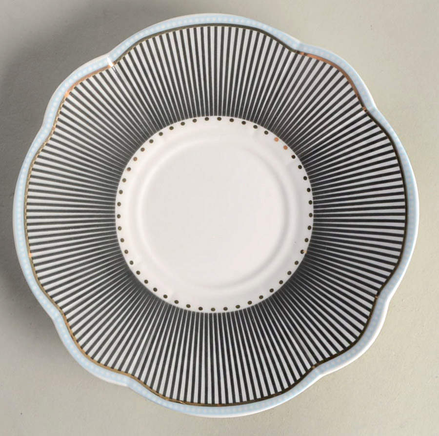 Scallop Navy Saucer for Flat Cup by Grace's Teaware-1
