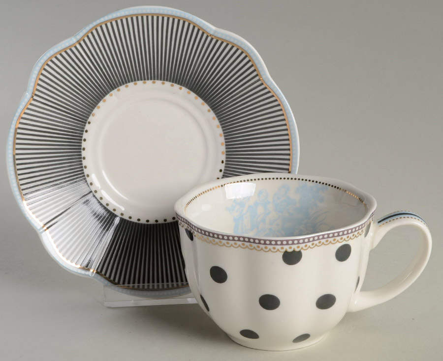Scallop Navy Flat Cup & Saucer Set by Grace's Teaware-1