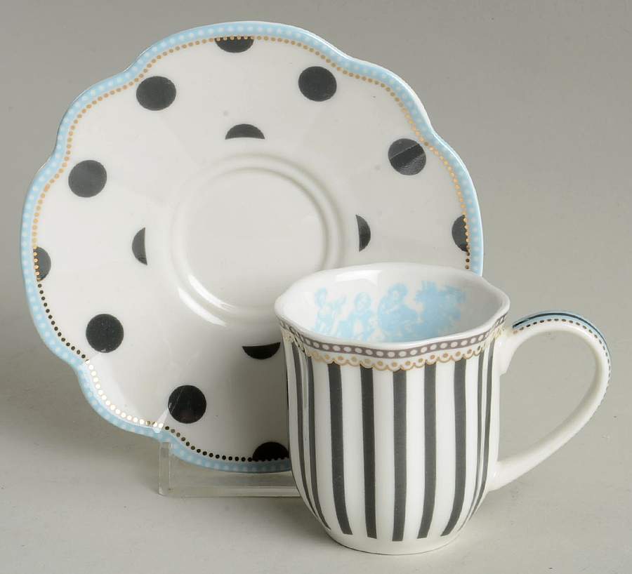 Scallop Navy Espresso Cup and Saucer Set by Grace's Teaware-1