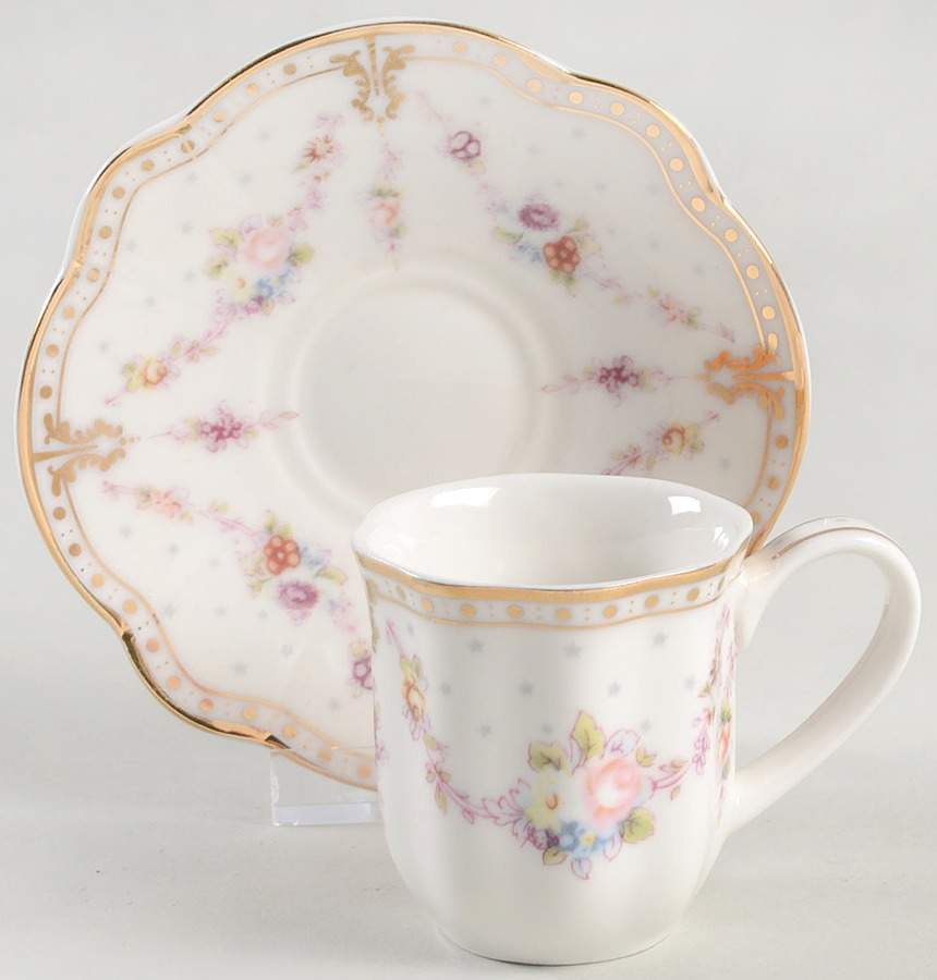 Rose Swag Espresso Cup and Saucer Set by Grace's Teaware-1