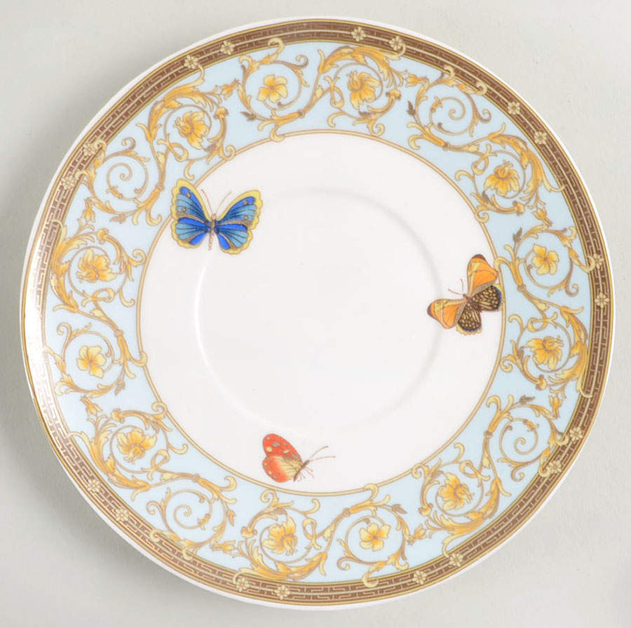 Blue Butterfly Saucer for Flat Cup by Grace's Teaware-1