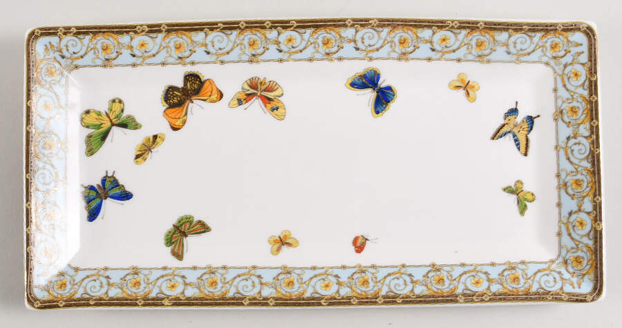 Blue Butterfly 12" Rectangular Tray by Grace's Teaware-1