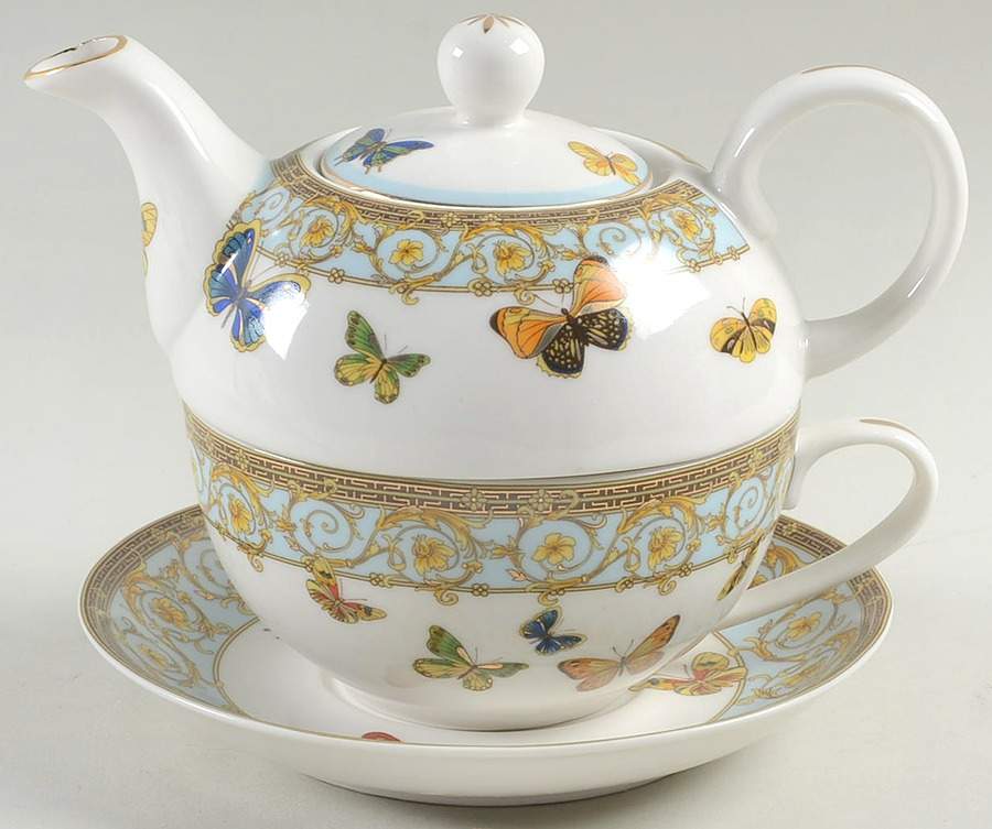 Blue Butterfly Teapot for Individual Teapot & Lid with Cup by Grace's Teaware-1