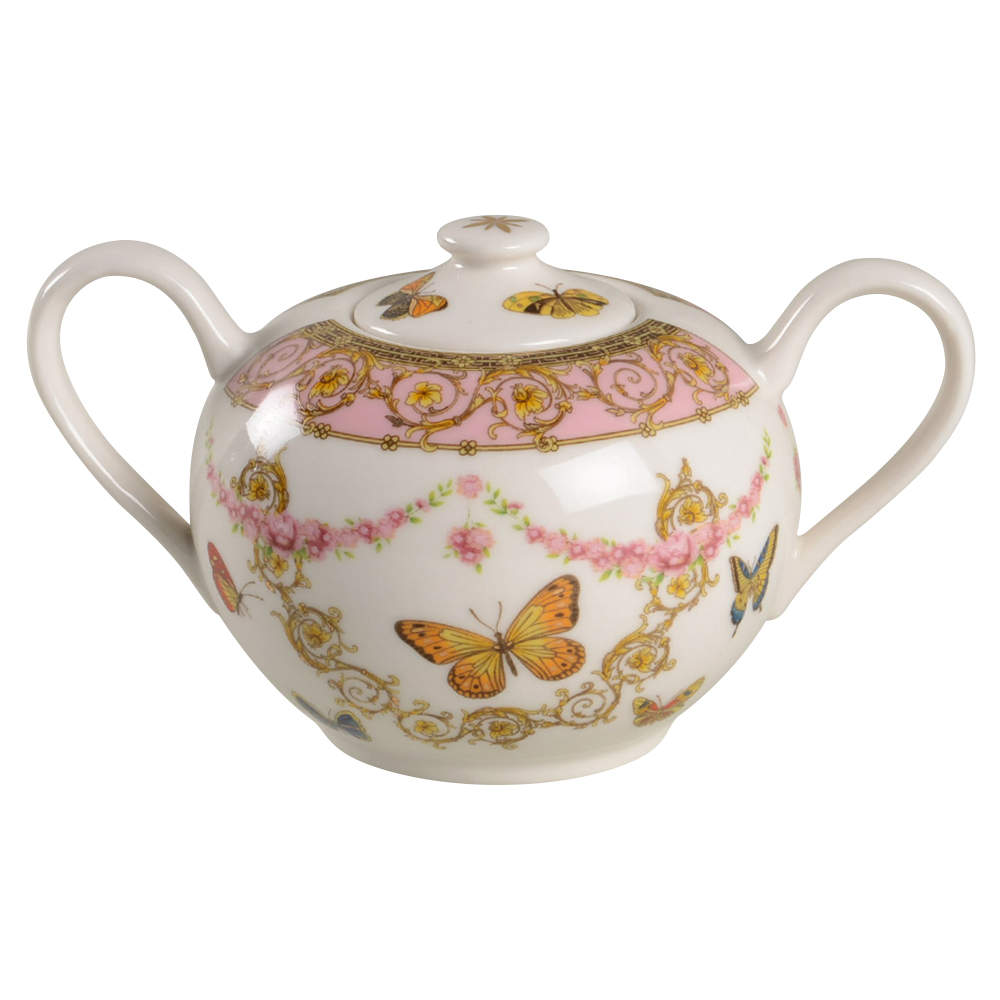 Pink Butterfly Sugar Bowl & Lid by Grace's Teaware-1