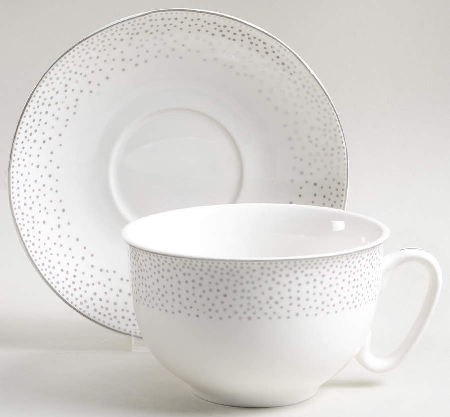 Metallic Silver Dots Jumbo Cup & Saucer Set by Grace's Teaware-1