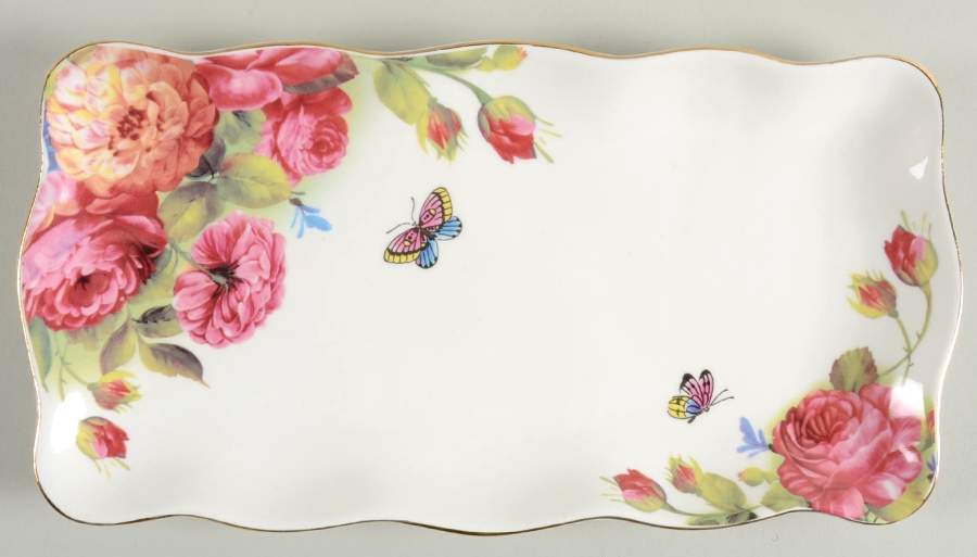 Sandra's Rose Large Sandwich Tray by Grace's Teaware-1
