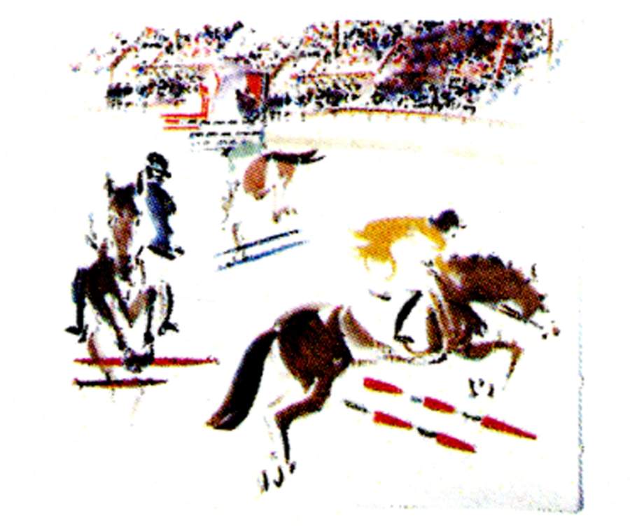 Cavaliers 11" Square Serving Platter by Faiencerie De Gien-1