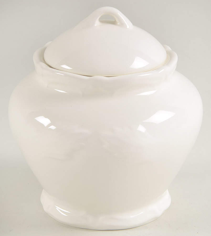 Rocaille Blanc (White) Sugar Bowl & Lid by Faiencerie De Gien-1