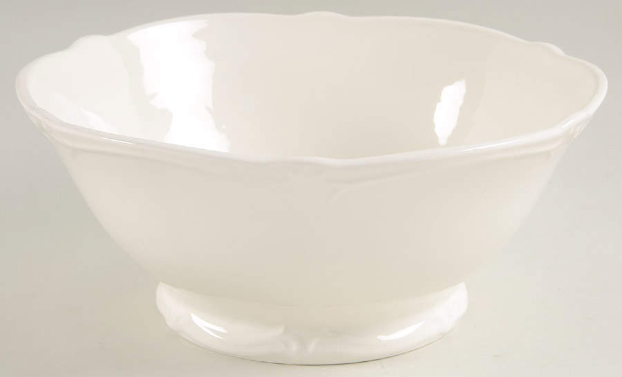 Rocaille Blanc (White) 9" Round Vegetable Bowl by Faiencerie De Gien-1