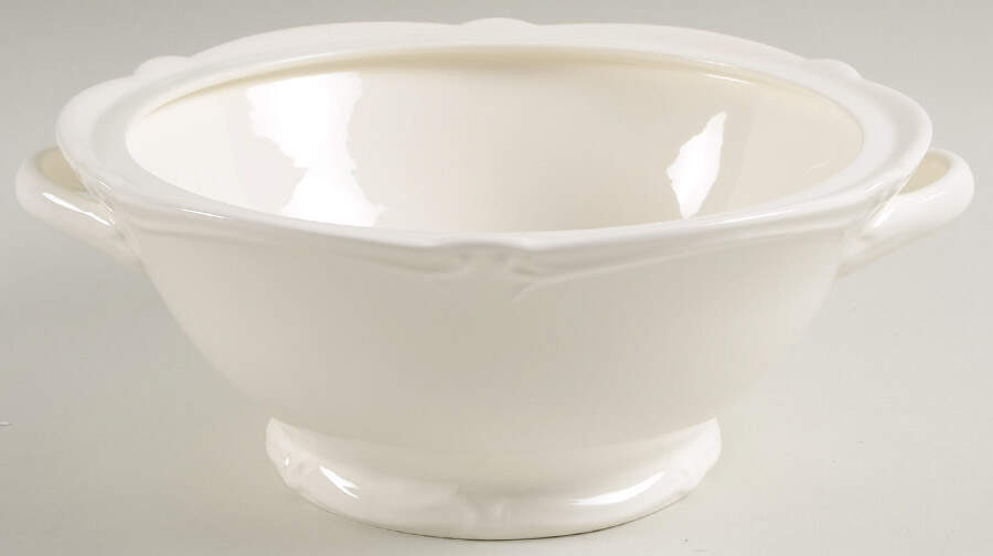 Rocaille Blanc (White) Round Vegetable No Lid by Faiencerie De Gien-1