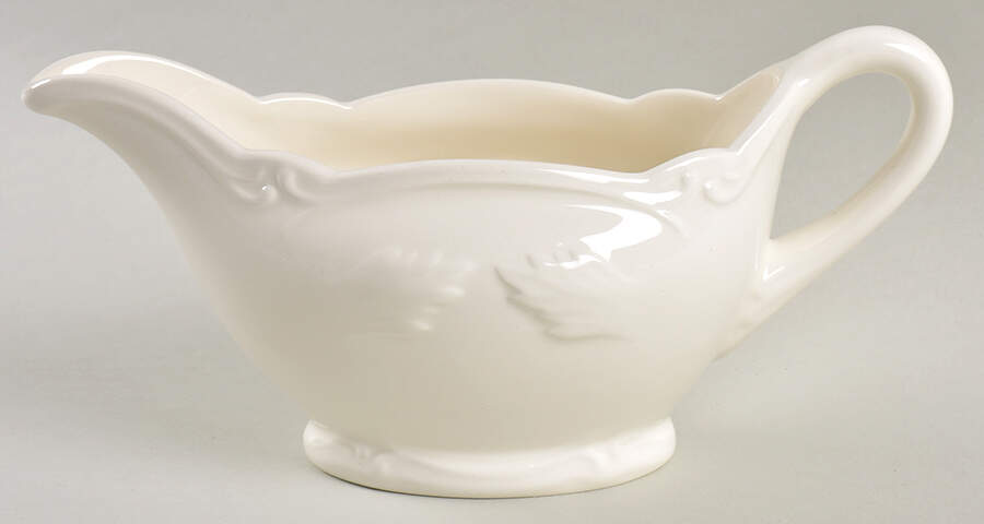 Rocaille Blanc (White) Open Sauce Boat by Faiencerie De Gien-1