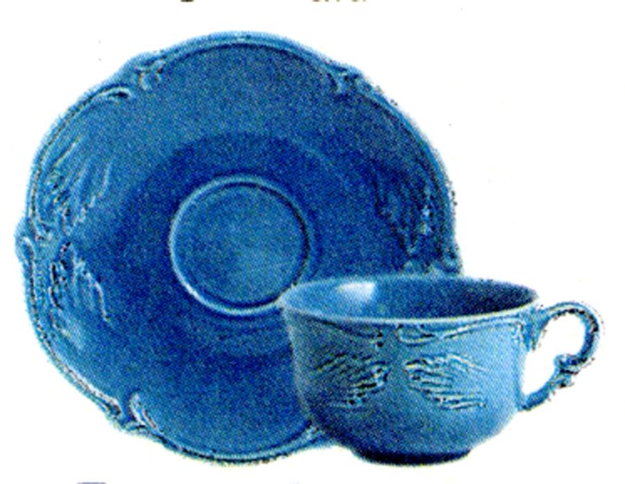 Rocaille Pastel Flat Cup & Saucer Set by Faiencerie De Gien-1