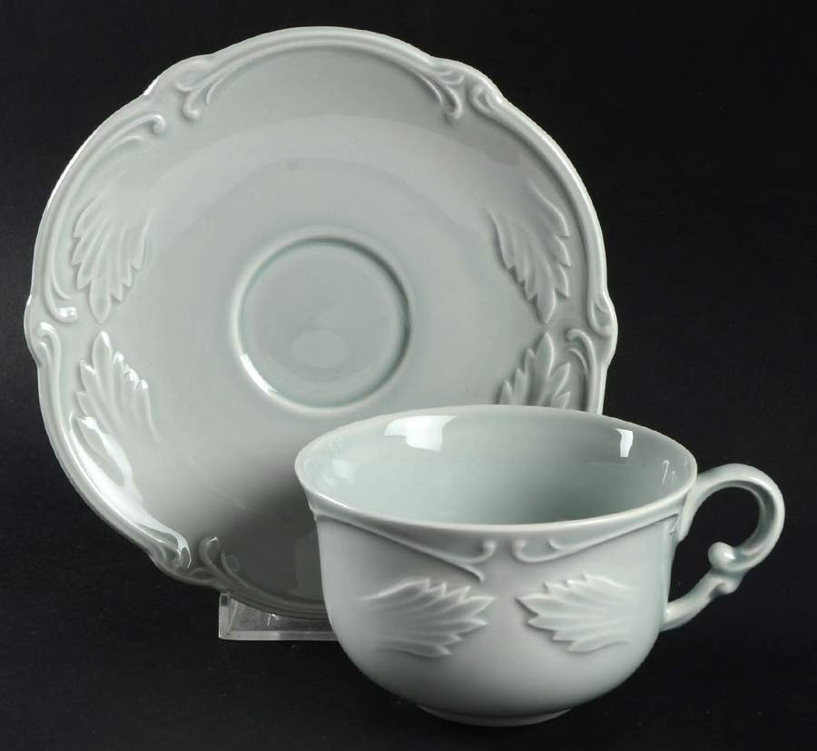 Rocaille Pastel Flat Cup & Saucer Set by Faiencerie De Gien-1