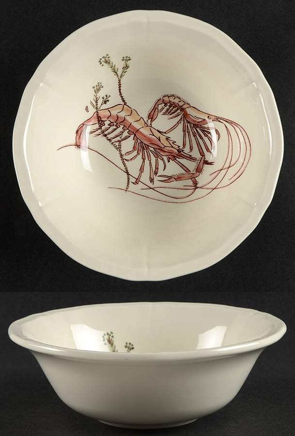 Grand Crustaces  (Scallope Rim) Deep Soup/Cereal Bowl by Faiencerie De Gien-1