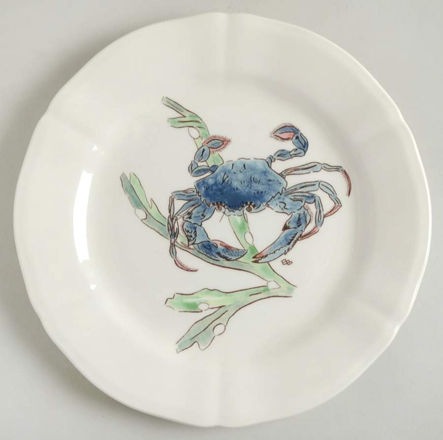 Grand Crustaces  (Scallope Rim) Salad Plate by Faiencerie De Gien-1