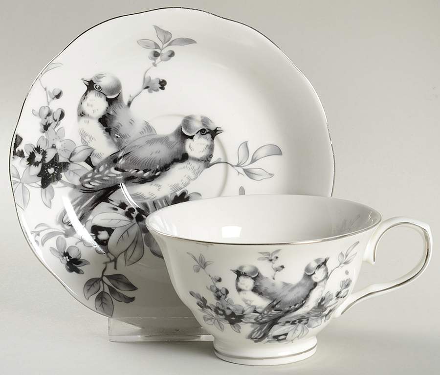 Pasadena Blackbirds Flat Cup & Saucer Set by Grace's Teaware-1