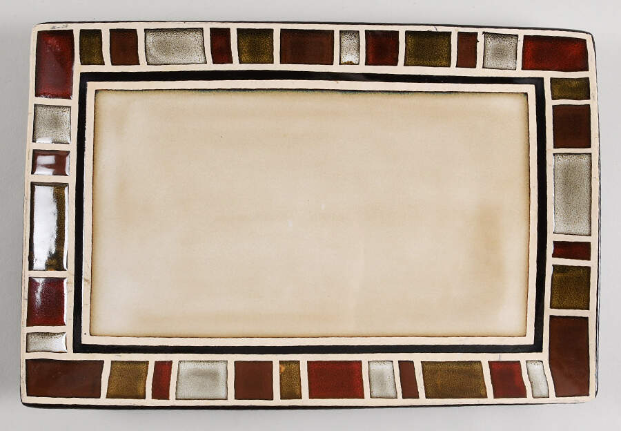 Red Cimarron 14" Rectangular Serving Platter by Gibson Designs-1