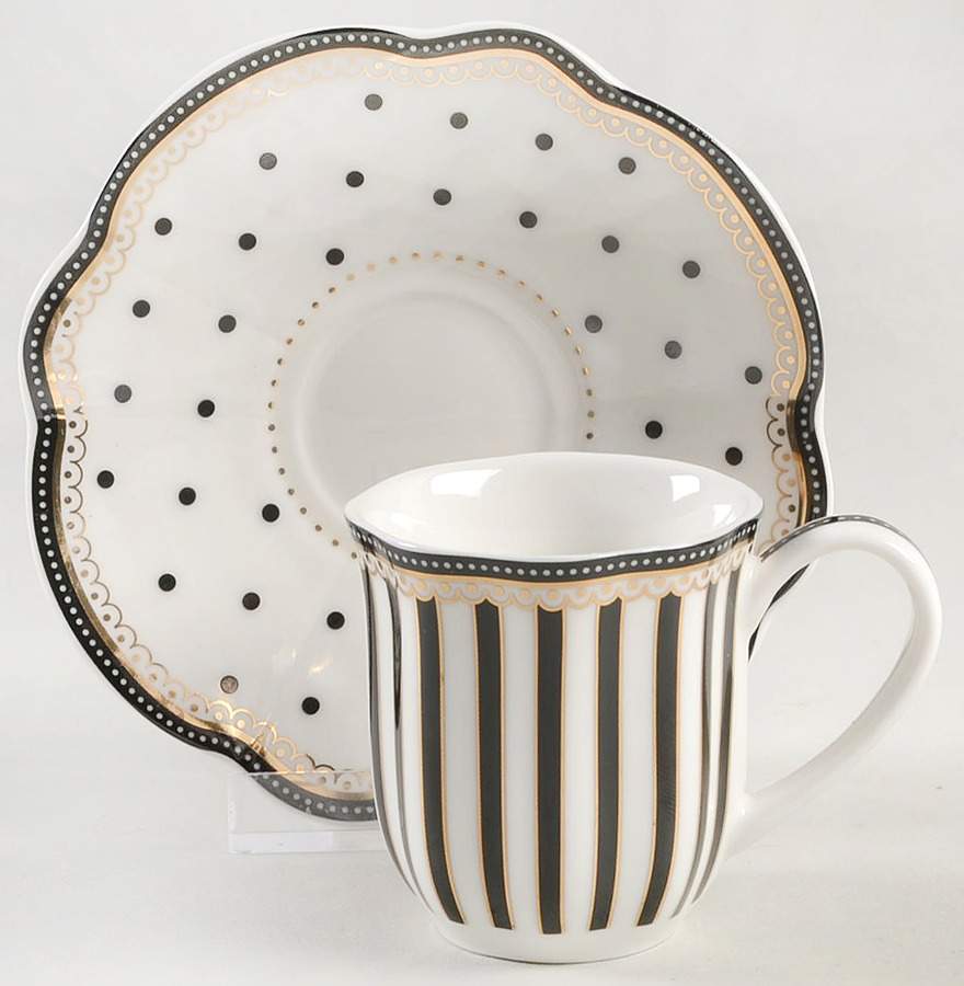 Josephine Black Espresso Cup and Saucer Set by Grace's Teaware-1