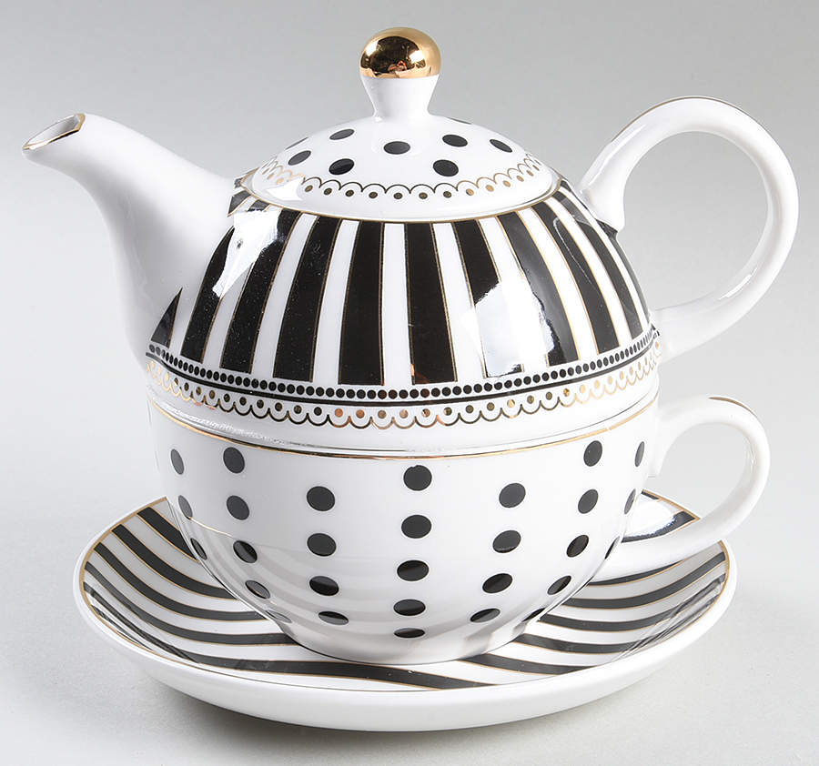 Josephine Black Saucer for Individual Teapot & Lid w/Cup & Saucer by Grace's Teaware-1