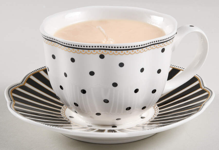 Josephine Black Scented Cup & Saucer Candle-Lavender  HC by Grace's Teaware-1