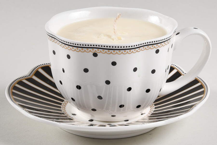 Josephine Black Scented Cup & Saucer Candle-Coffee  HC by Grace's Teaware-1