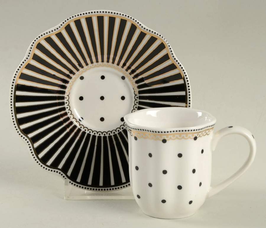 Josephine Black Espresso Cup and Saucer Set by Grace's Teaware-1