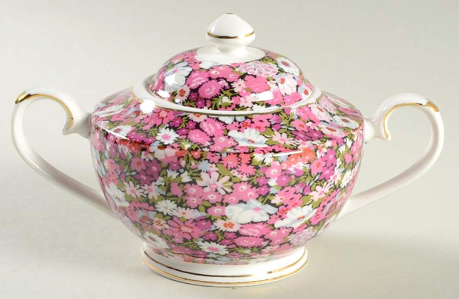Liberty Chintz-Red Sugar Bowl & Lid by Grace's Teaware-1