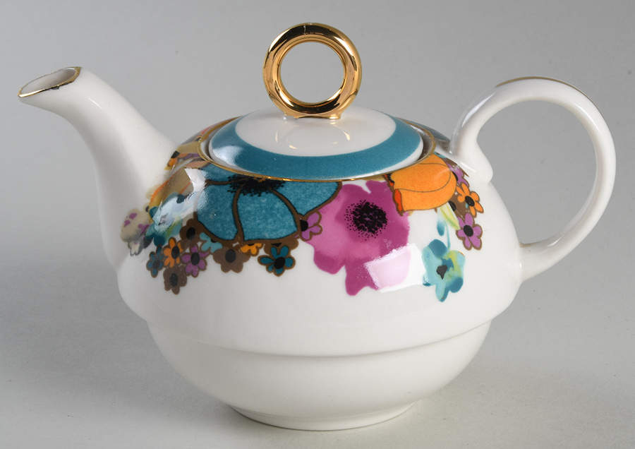 Multi Poppy Individual Teapot & Lid with Cup by Grace's Teaware-1