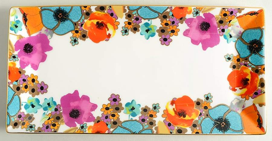 Multi Poppy 12" Rectangular Tray by Grace's Teaware-1