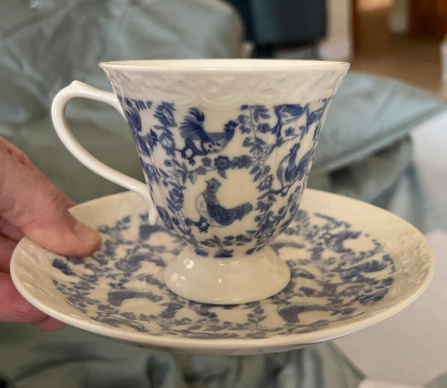 Blue Rooster Footed Cup & Saucer Set by Grace's Teaware-1