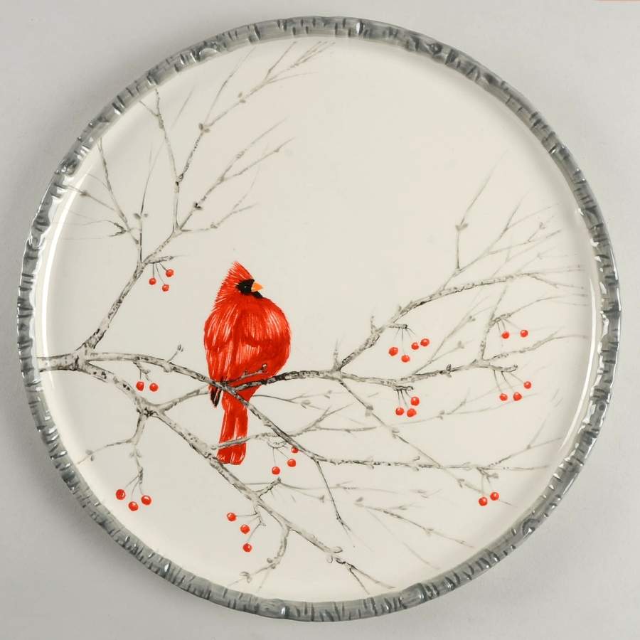 Winter Cardinal 12" Chop Plate (Round Platter) by Global Design Connections-1