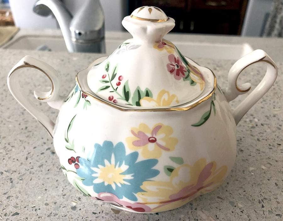 Shabby Rose Cream Sugar Bowl & Lid by Grace's Teaware-1