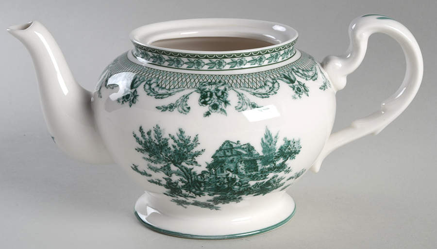 Green Toile Teapot No Lid by Grace's Teaware-1