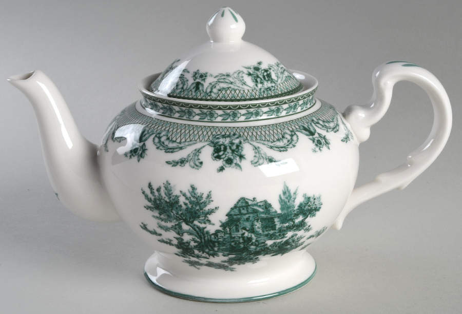 Green Toile Teapot & Lid by Grace's Teaware-1