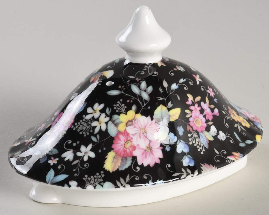 Petite Rose Black Lid for Teapot by Gracie Bone China-1