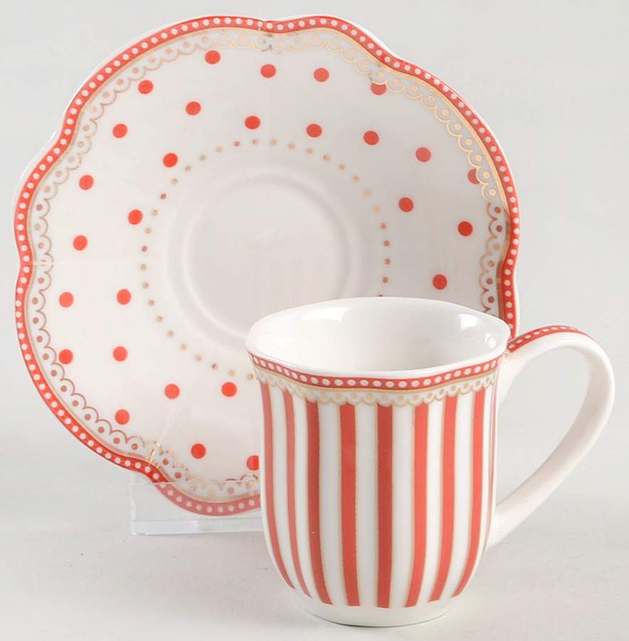 Josephine Red Espresso Cup and Saucer Set by Grace's Teaware-1