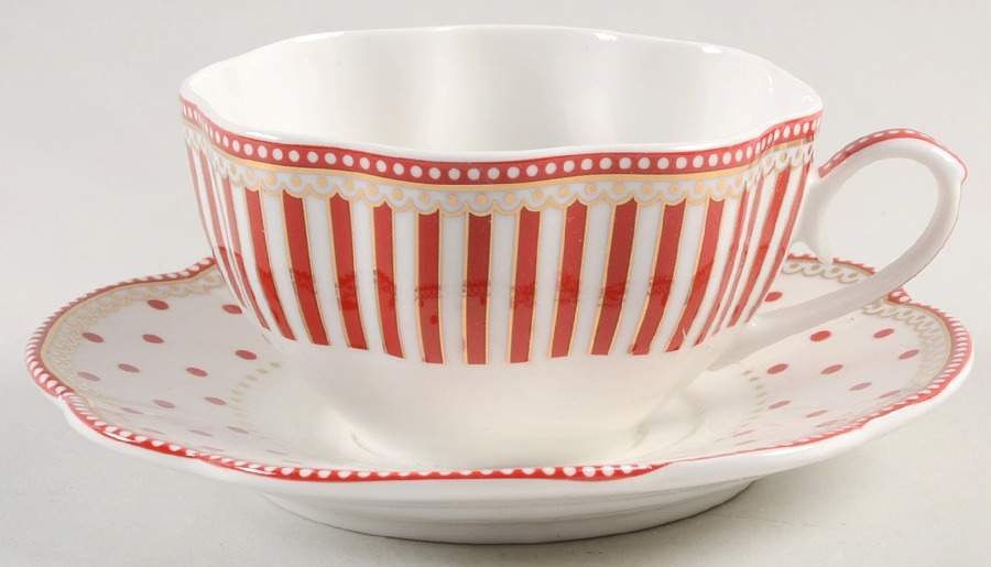 Josephine Red Cup & Saucer for 3 Tier Serving Tray by Grace's Teaware-1